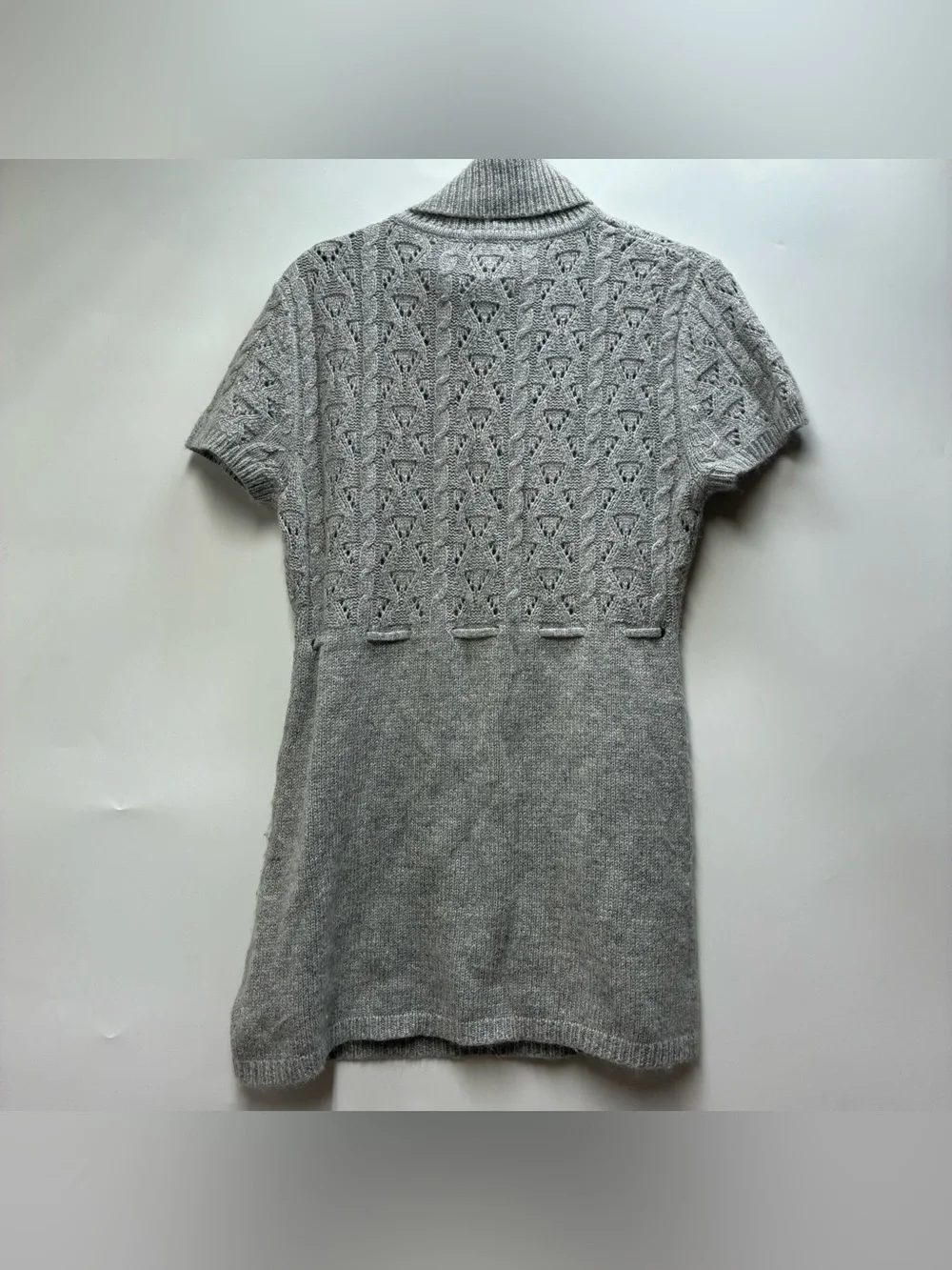 Michael Kors Medium Gray Knit Short Sleeve Turtleneck Sweater Top Shirt Angora
